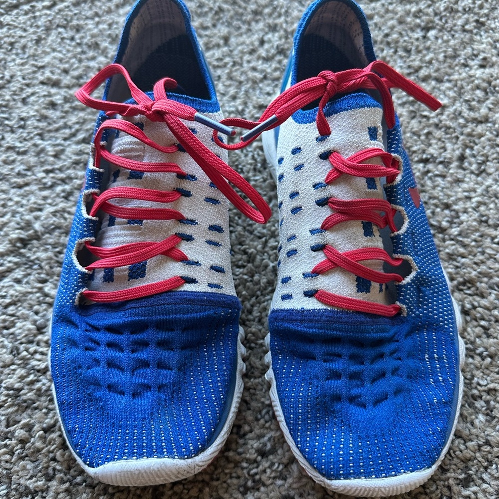 Under armor red white and blue sneakers